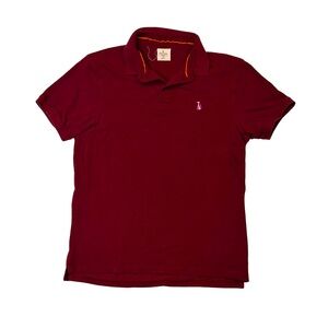 Simon Carter mens M Medium slim fit red pique cotton polo shirt EUC
